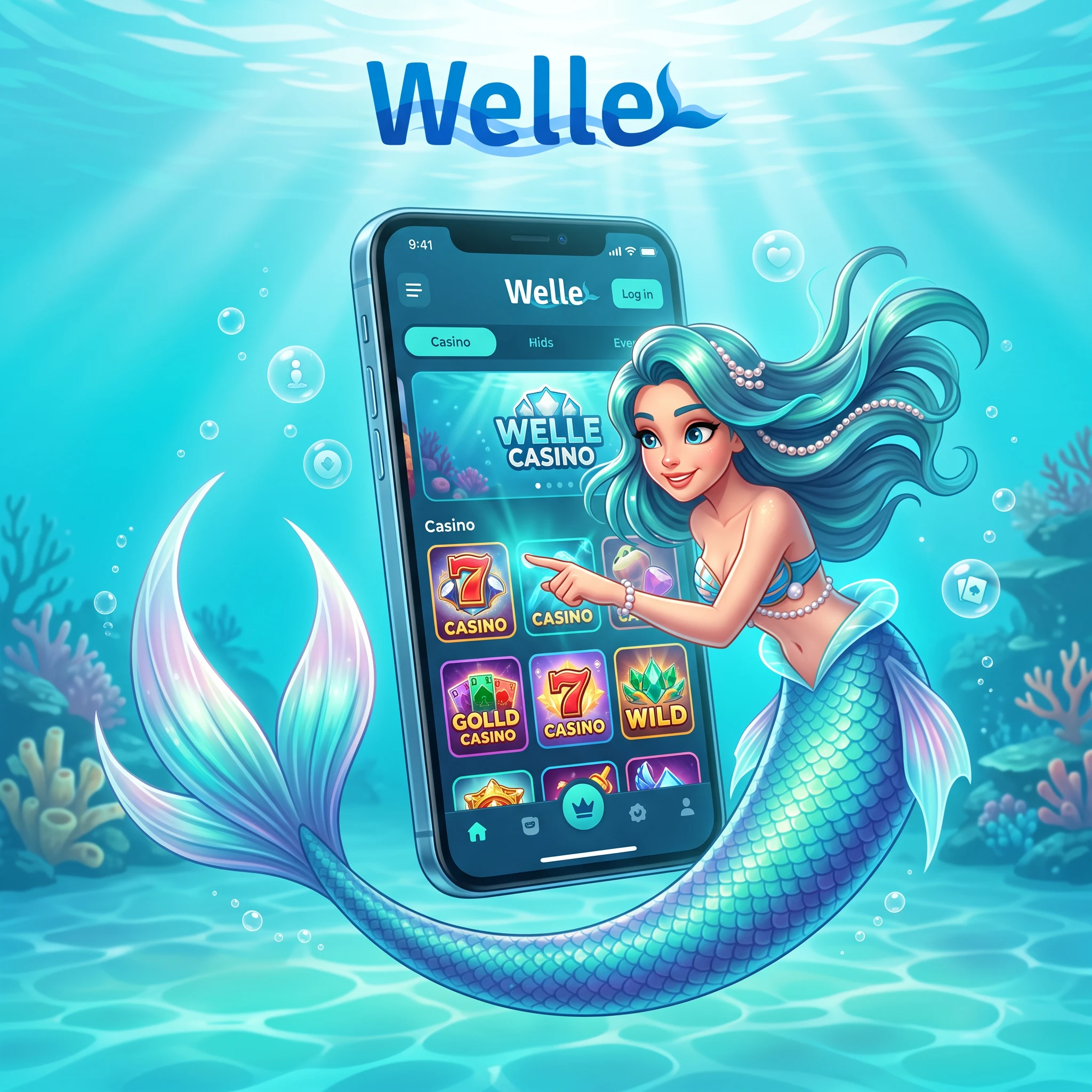 Welle Casino mobile Web-App unter Wasser